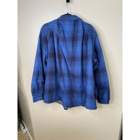 Wrangler Authentics Mens Sherpa-Lined Plaid Shirt Jacket Blue 3XL/3TG Outerwear - Picture 6 of 8